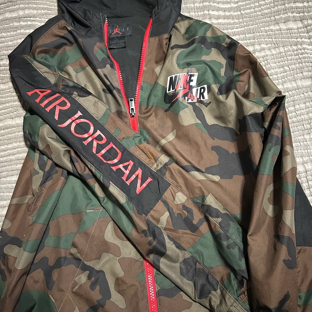 Jordan Camouflage Windbreaker with Red Accents